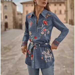 Johnny Was - ZIPUP SHIRT TUNIC - NWT - S